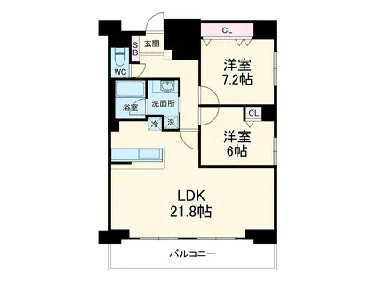 ロイジェント日吉Ⅱ(2LDK/10階)の間取り写真
