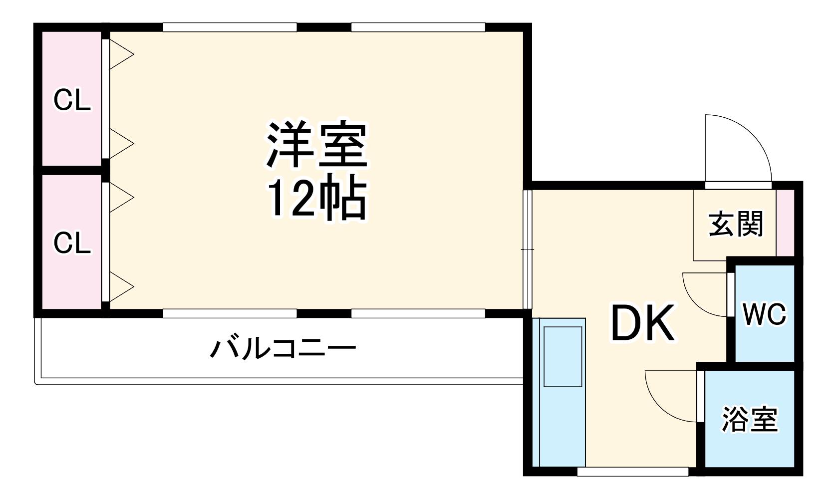 パークサイド上野(1DK/4階)の間取り写真