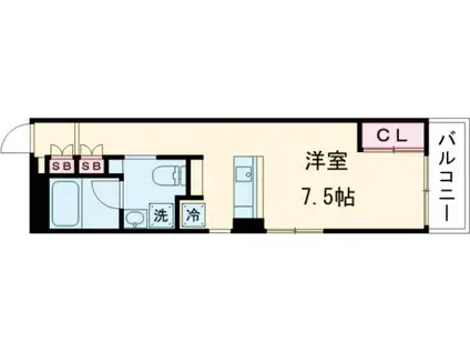 FULLEA世田谷3(ワンルーム/4階)の間取り写真