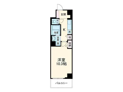 ロイジェント日吉Ⅱ(1K/8階)の間取り写真