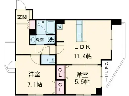 クレストコート綾瀬(2LDK/2階)の間取り写真