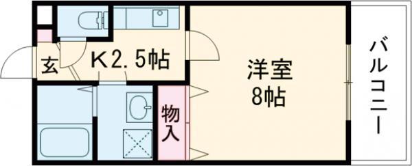 CASA WOOD花園(1K/2階)の間取り写真