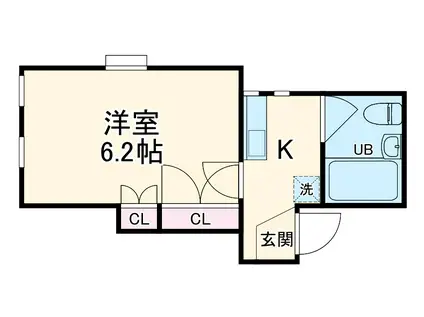 サンマリン三田(1K/2階)の間取り写真