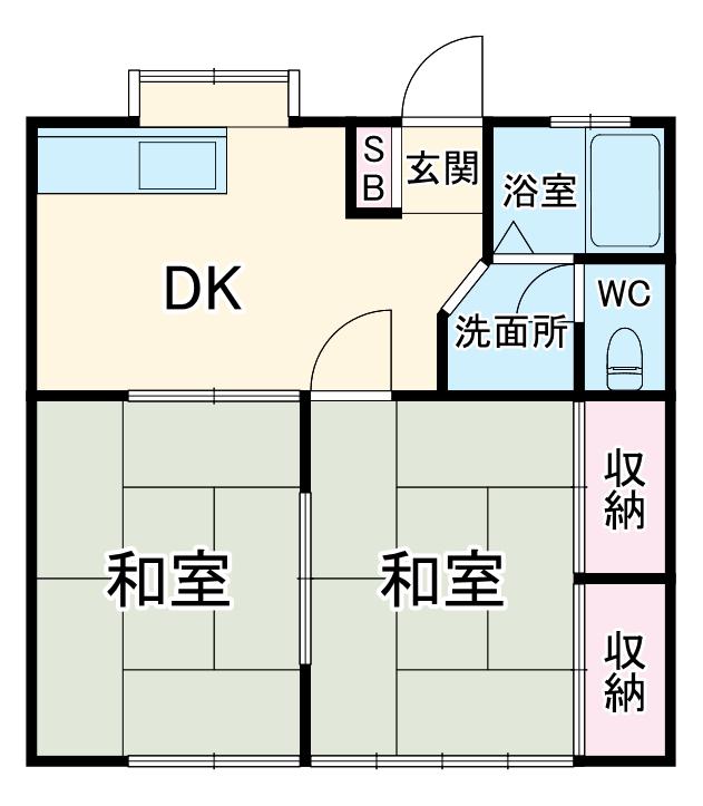 コーポ萩が丘(2DK/2階)の間取り写真