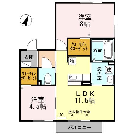 セジュール沼田(2LDK/2階)の間取り写真
