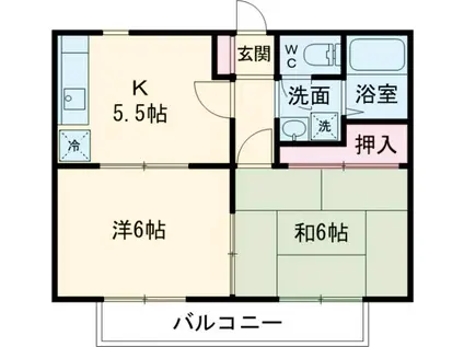 ツインコートピュアB(2DK/2階)の間取り写真