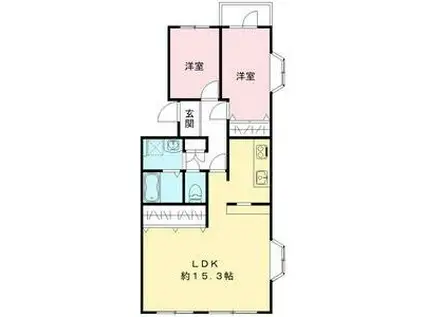 第六サンハイツ大森(2LDK/3階)の間取り写真