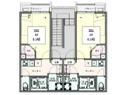 KLEIS青井(1K/3階)の間取り写真