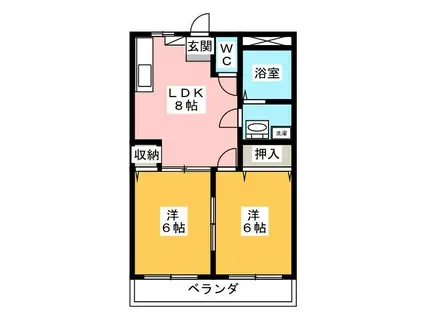 グリーンマンション細谷(2LDK/3階)の間取り写真