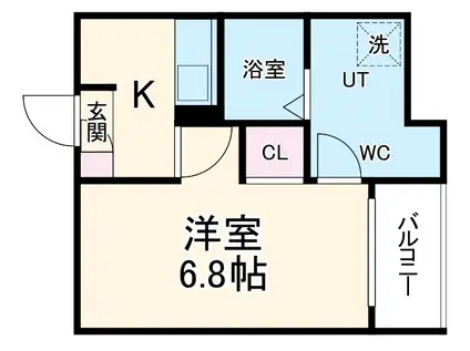 メイクスR道徳公園Ⅰ(1K/1階)の間取り写真