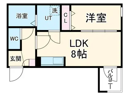 メイクスR道徳公園Ⅰ(1LDK/2階)の間取り写真