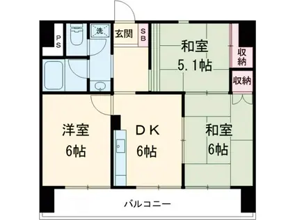 富士蔵コーポ(3DK/7階)の間取り写真