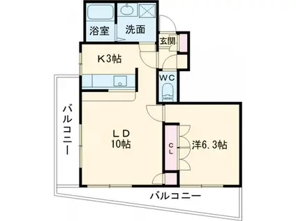 第3松本ハイツ(1LDK/3階)の間取り写真