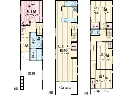 東武鉄道東上線 大山駅(東京) 徒歩10分 3階建 築3年(3SLDK)の間取り写真