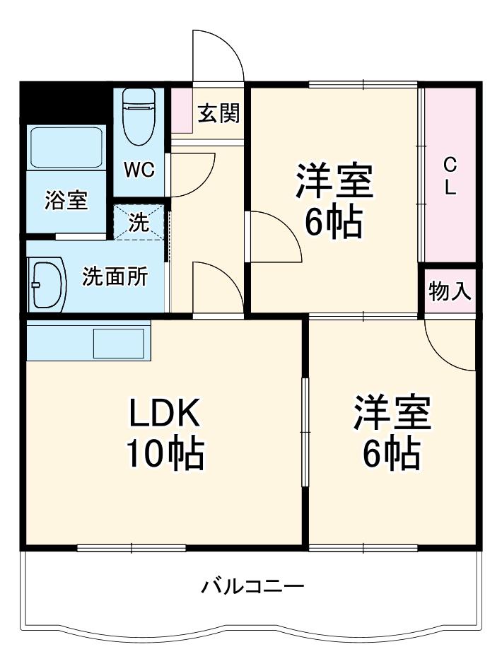 アビタシオンⅡ(2LDK/3階)の間取り写真