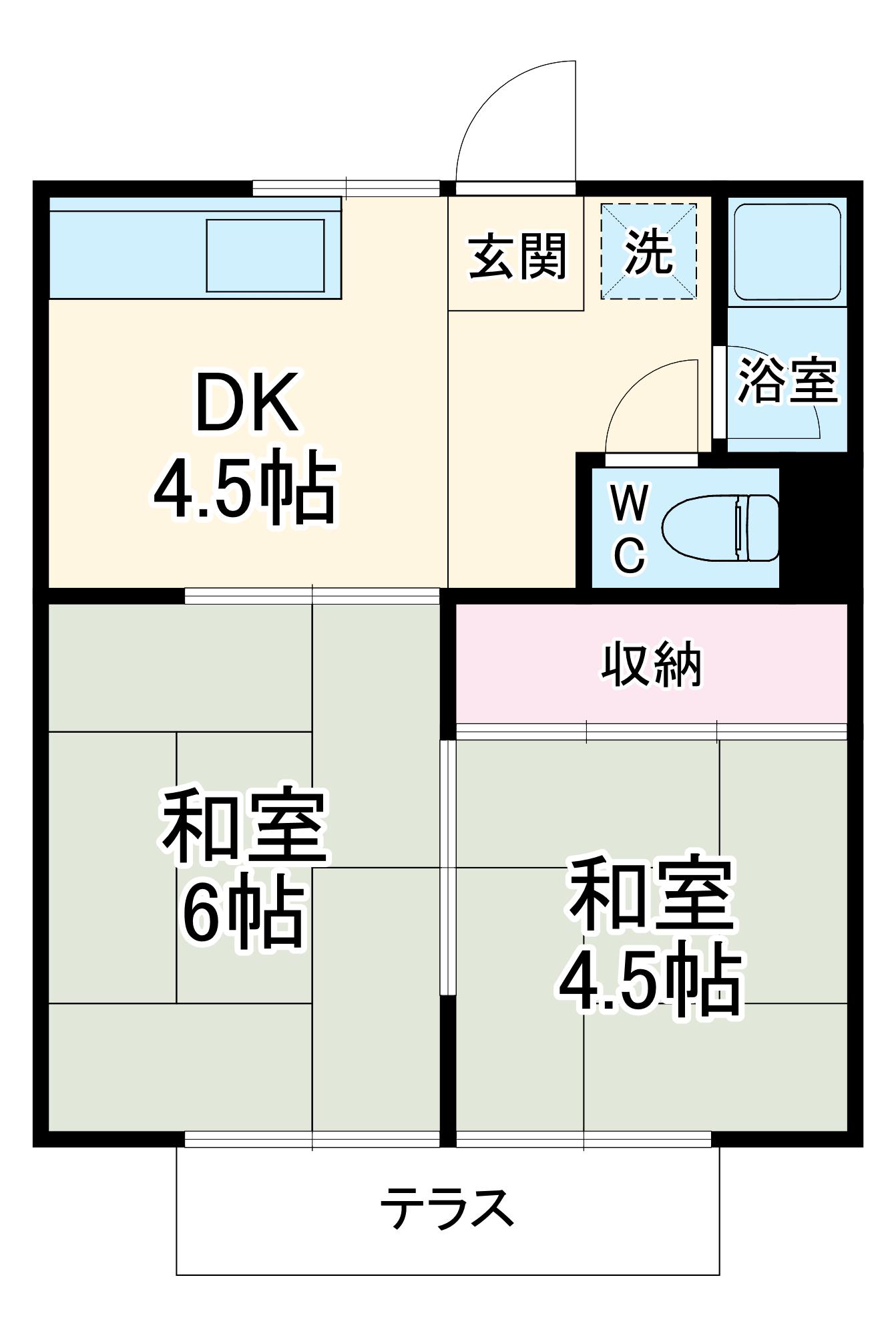 ハイツ中島(2DK/1階)の間取り写真