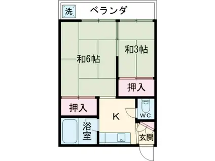 ウッドサイドジンダイアヅマ(2K/2階)の間取り写真