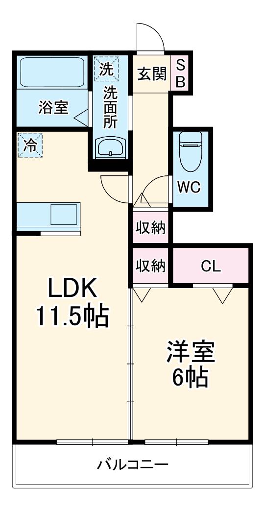 ツトヤグレイス(1LDK/1階)の間取り写真