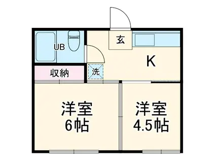 フジコーポ三山(2K/2階)の間取り写真