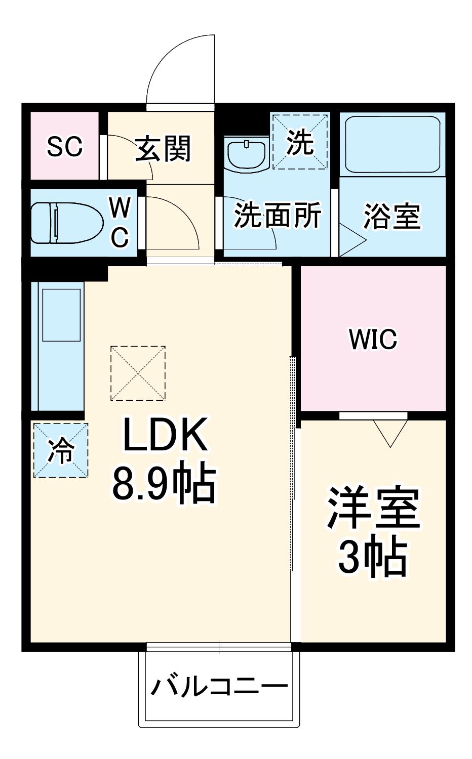 エクセルームKーⅠ(1LDK/2階)の間取り写真