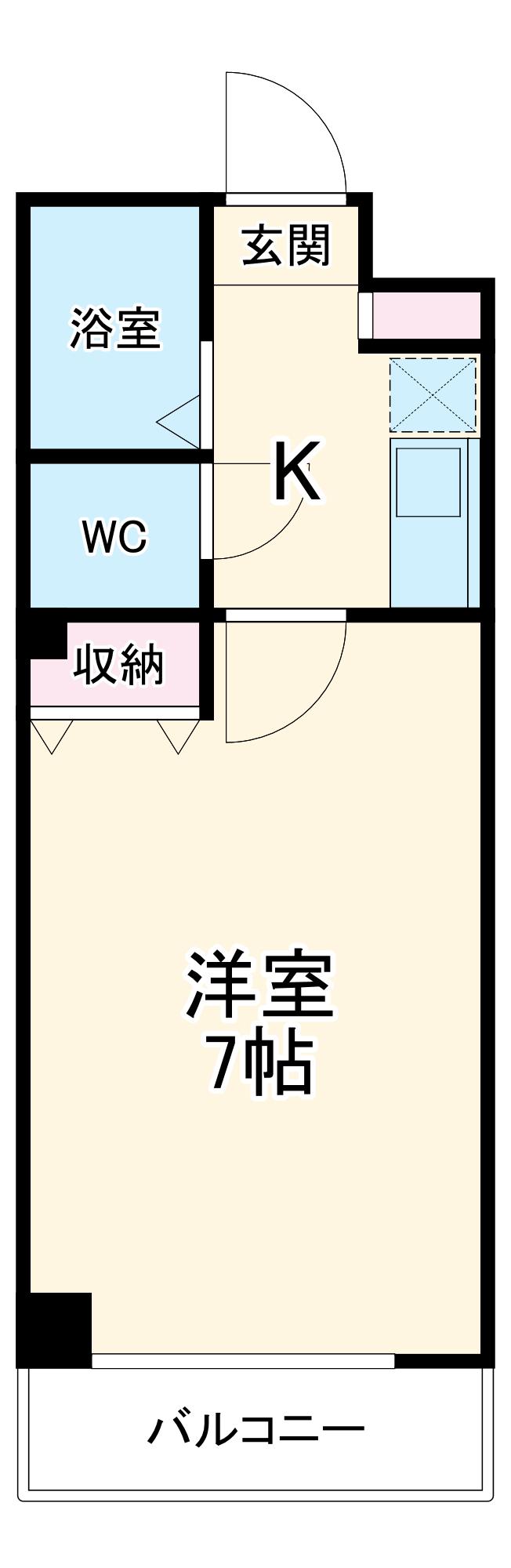 ドミール黒門(1K/1階)の間取り写真