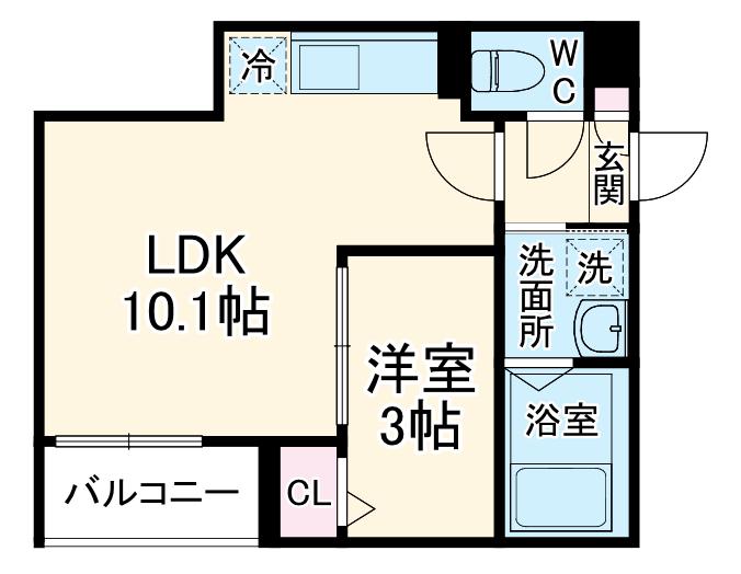 JACK HOSHO1(1LDK/3階)の間取り写真