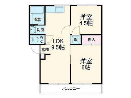 サンハイツⅡ(2LDK/2階)の間取り写真