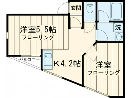 キャナルKURIHARAA棟(1LDK/1階)の間取り写真