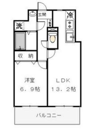リバーサイド天神(1LDK/3階)の間取り写真