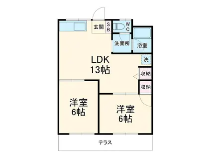 ナインフラッツ(2LDK/1階)の間取り写真