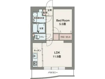 プレミアムコートみなみ野Ⅱ(1LDK/2階)の間取り写真