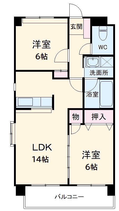 メゾンローズ(2LDK/4階)の間取り写真