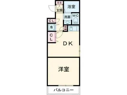 グリーンプラザ東綾瀬(1DK/4階)の間取り写真
