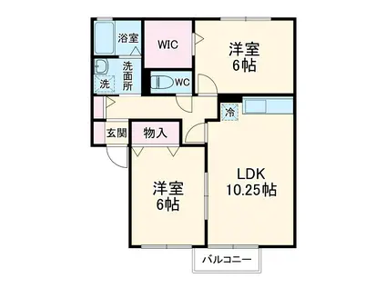 グランドキャッスル・α AB(2LDK/2階)の間取り写真