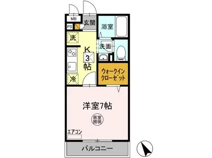 ルミエール(1K/1階)の間取り写真