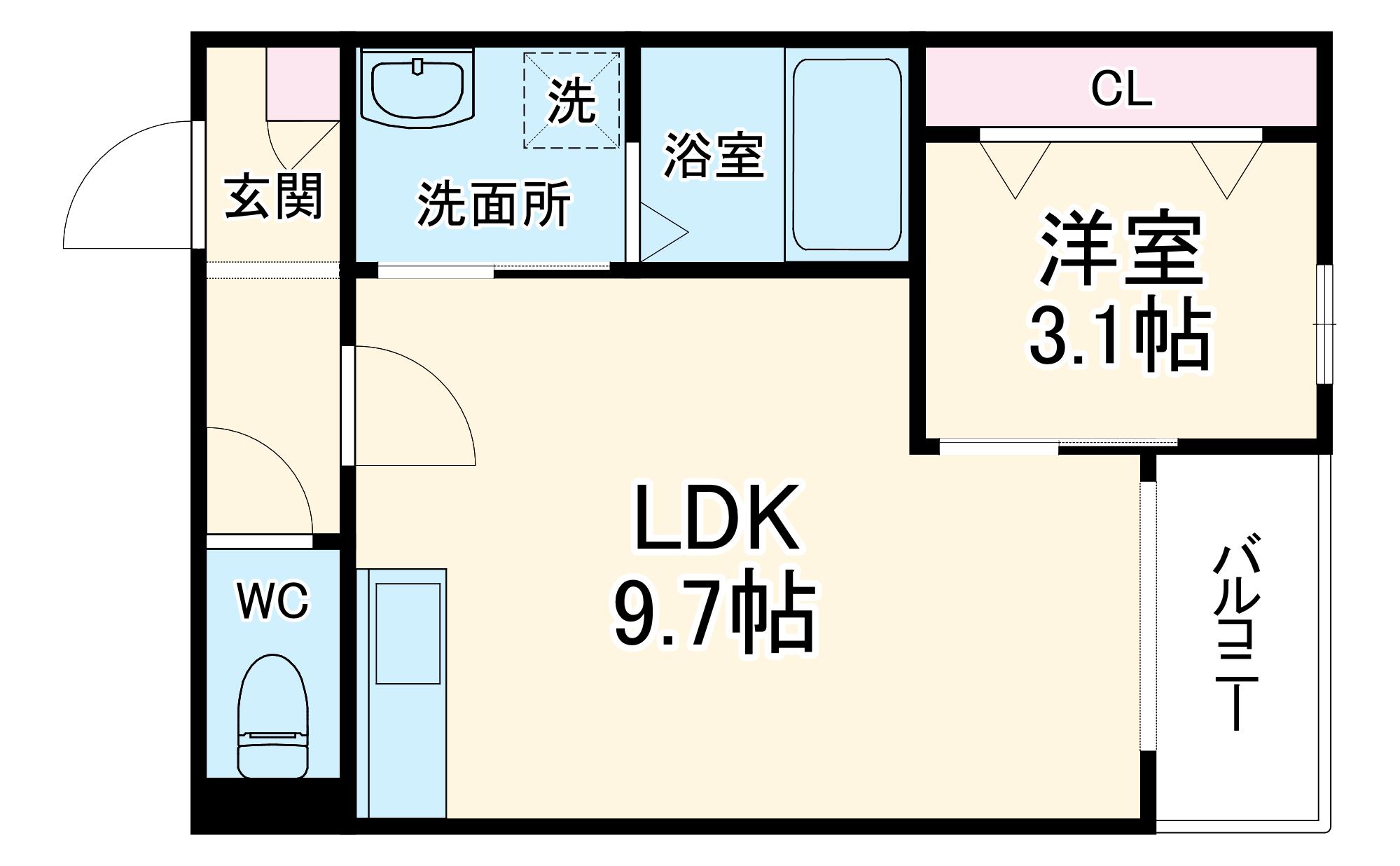 LECOCON大同(1LDK/1階)の間取り写真