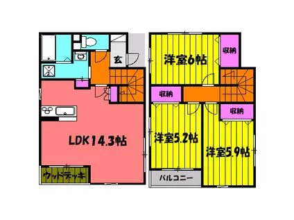 東京都新宿線 瑞江駅 徒歩12分 2階建 築12年(3LDK)の間取り写真