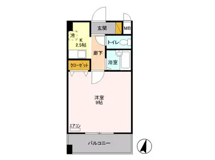 マンション多摩(1K/4階)の間取り写真