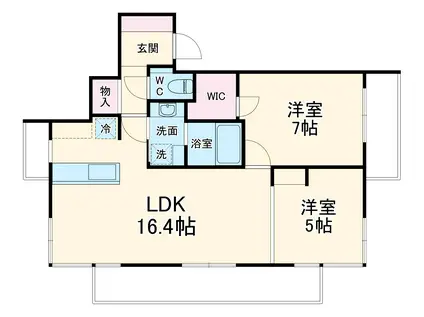 ライフゾーン藤沢(2LDK/11階)の間取り写真