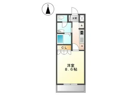 ラ・リヴィエール(1K/1階)の間取り写真