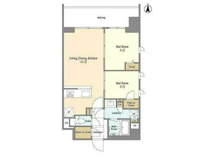 グランカーサ三ノ輪Ⅴ(2LDK/8階)の間取り写真