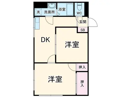 第2セントラルハイツ(2DK/4階)の間取り写真