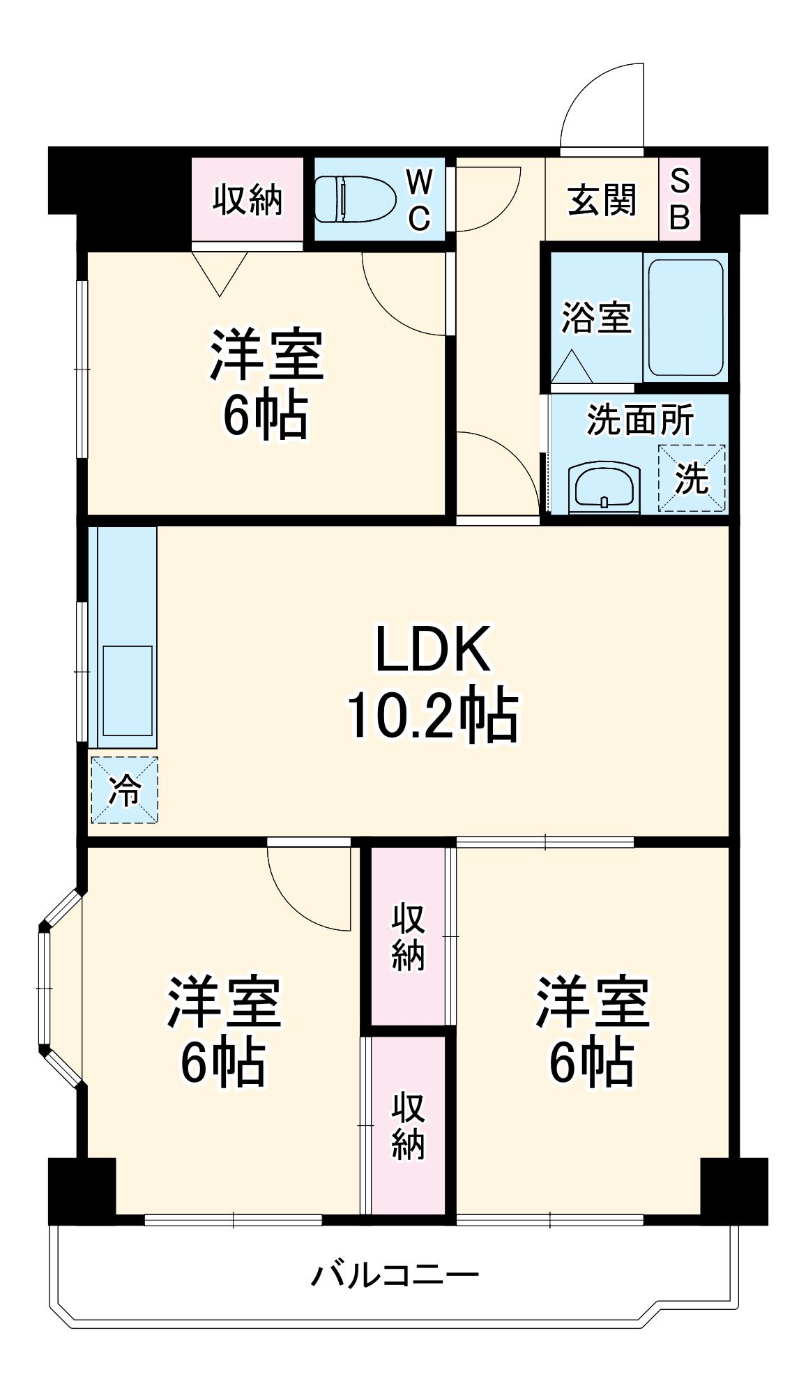 総建みどりハイム(3LDK/8階)の間取り写真