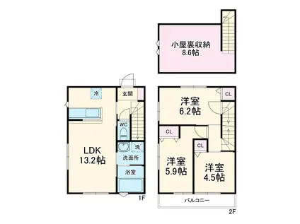 レアソラーナ青葉(3LDK/1階)の間取り写真