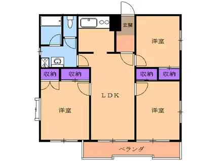 グランビュー・オーク(3LDK/1階)の間取り写真