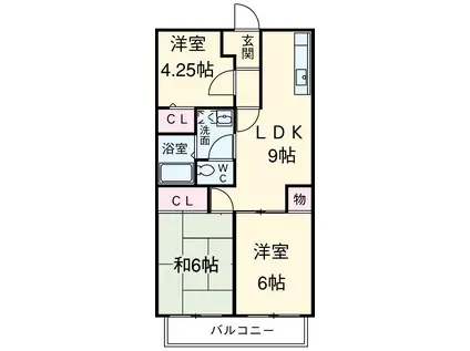 サンハイム夢来(3DK/1階)の間取り写真