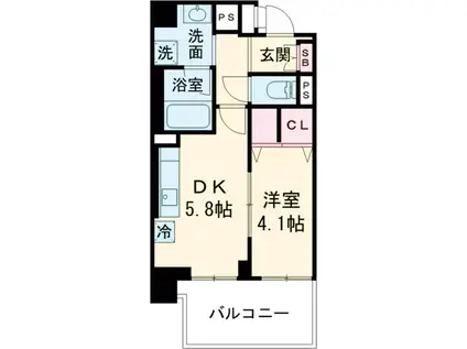 VEGA SANWA(1DK/5階)の間取り写真