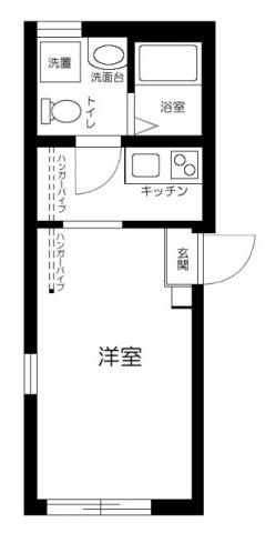 CONTRAIL六町(1K/2階)の間取り写真