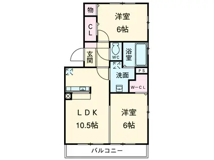 フェリーチェ A・B(2LDK/3階)の間取り写真