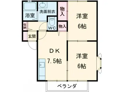 サンハイツアーデルⅤ(2DK/1階)の間取り写真